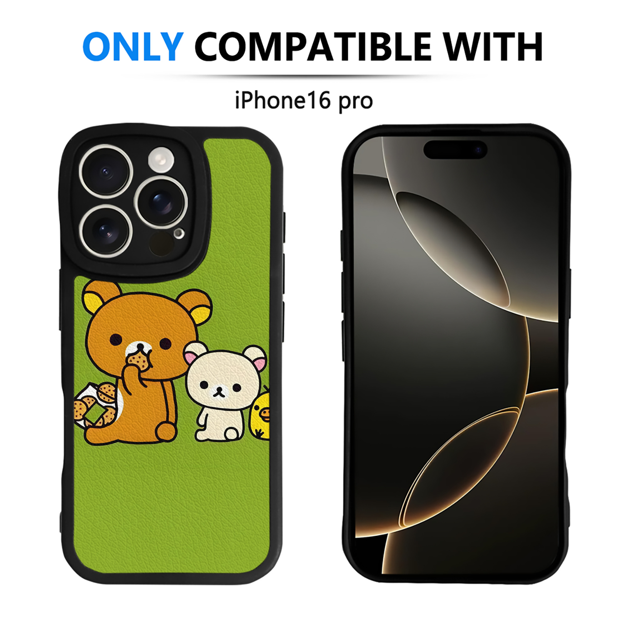 （画像用） リラックマ リラックマ キイロイトリ Rilakkuma Korilakkuma Kiiroitori 【iPhone 16シリーズ対応】シリコンスマホケース（レザー調） 材質：シリコン